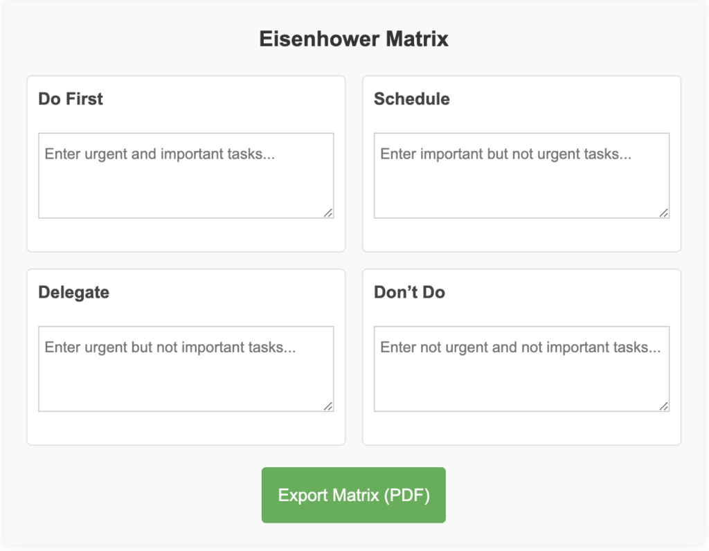 Eisenhower Matrix for Prioritizing Decisions